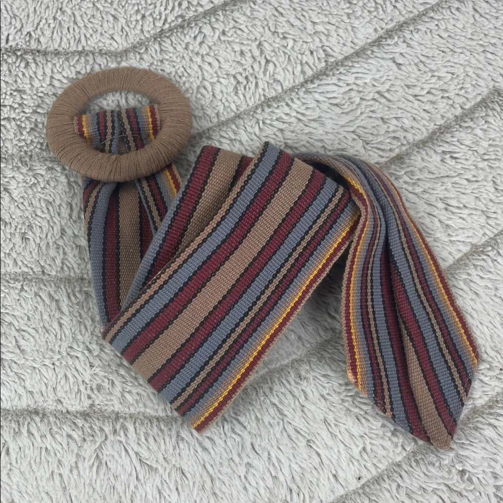 Vintage Wide Woven Belt Horizontal Striped